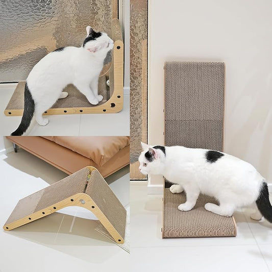 L-Shaped Cardboard Cat Scratcher: Versatile Fun & Furniture Protection!