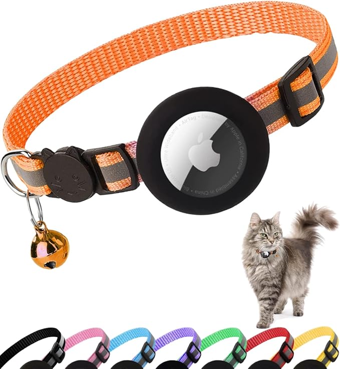 Reflective Cat Collar with AirTag Holder: Track & Protect Your Feline Friend!