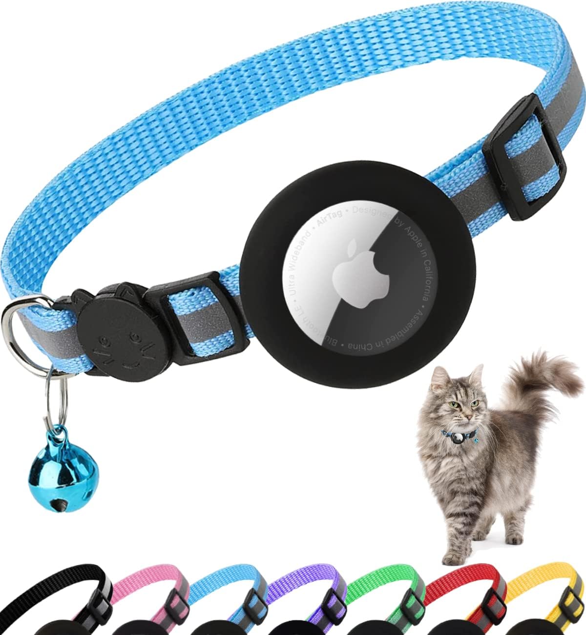 Reflective Cat Collar with AirTag Holder: Track & Protect Your Feline Friend!