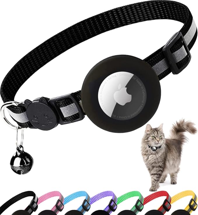 Reflective Cat Collar with AirTag Holder: Track & Protect Your Feline Friend!