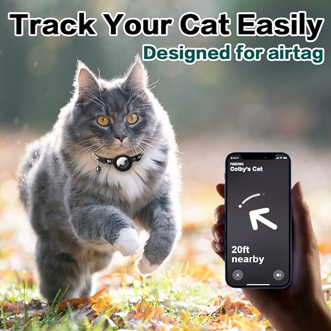 Reflective Cat Collar with AirTag Holder: Track & Protect Your Feline Friend!