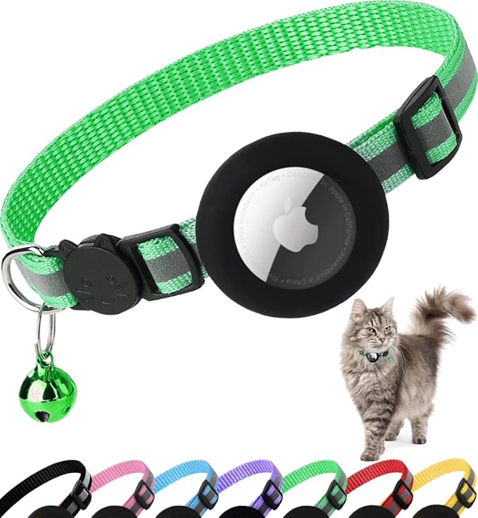 Reflective Cat Collar with AirTag Holder: Track & Protect Your Feline Friend!
