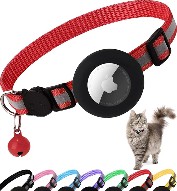 Reflective Cat Collar with AirTag Holder: Track & Protect Your Feline Friend!