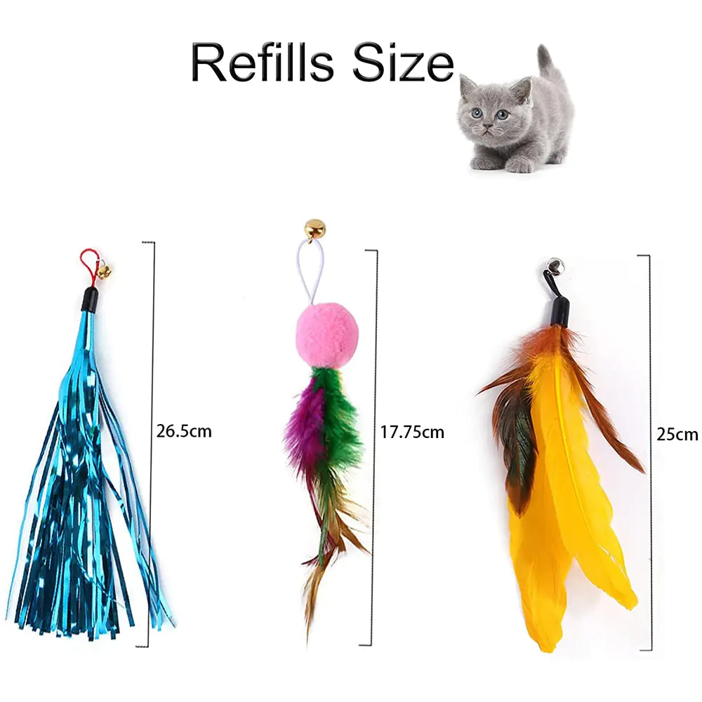Retractable Cat Feather Wand Toy Set | Best Interactive Toy for Indoor Cats