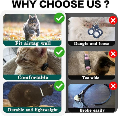 Reflective Cat Collar with AirTag Holder: Track & Protect Your Feline Friend!