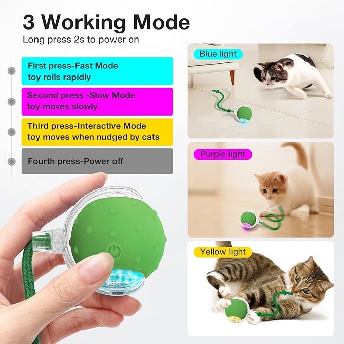 YoPoll Interactive Cat Ball: Unleash Their Inner Hunter with Autonomous Fun!