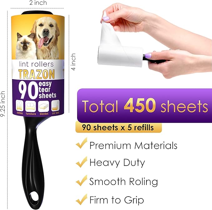 Trazon Lint Roller Set: Effortless & Long-Lasting Cleaning for a Spotless Home!