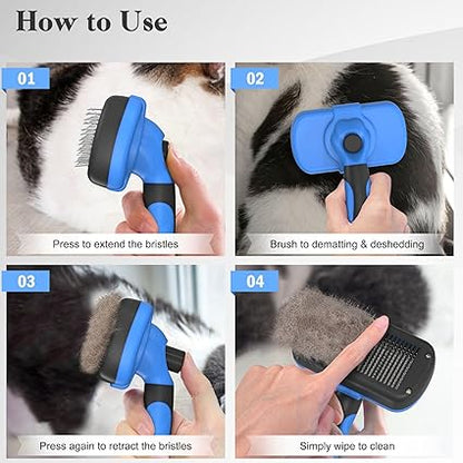 Swihauk Self-Cleaning Pet Brush: Shiny Coat, Spotless Home!