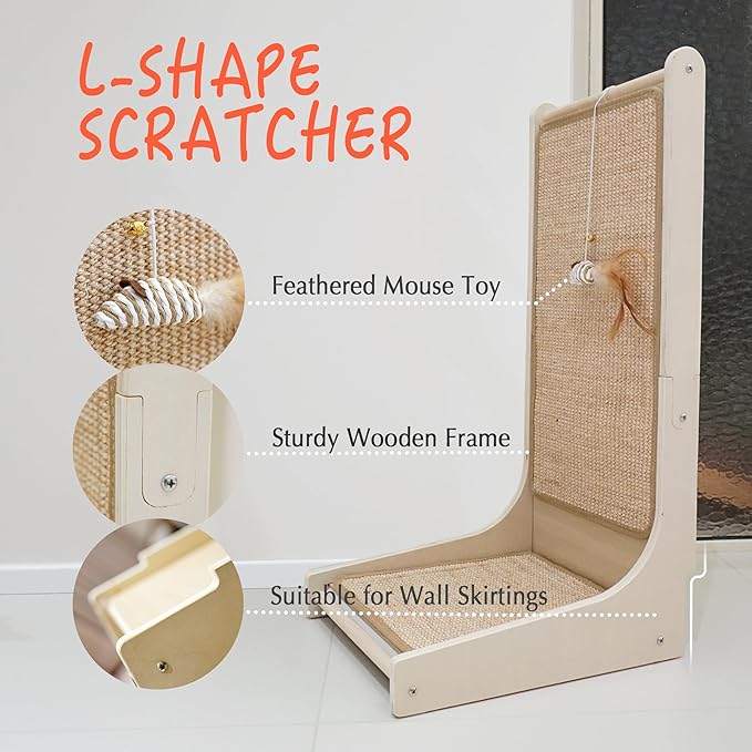 L-Shaped Sisal Cat Scratcher: Durable Fun & Furniture Protection!