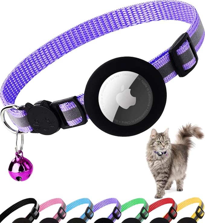 Reflective Cat Collar with AirTag Holder: Track & Protect Your Feline Friend!
