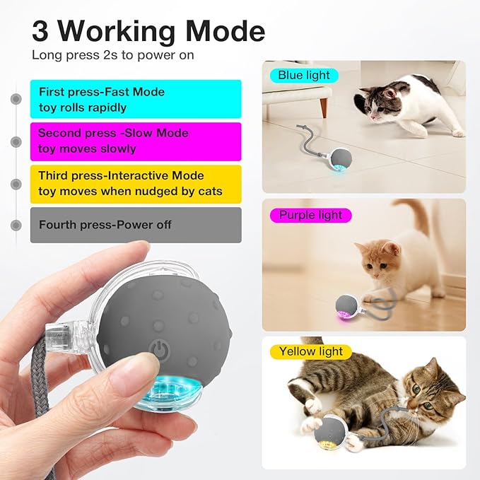 YoPoll Interactive Cat Ball: Unleash Their Inner Hunter with Autonomous Fun!