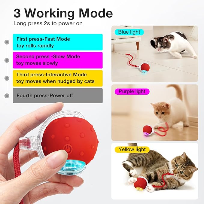 YoPoll Interactive Cat Ball: Unleash Their Inner Hunter with Autonomous Fun!