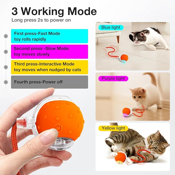 YoPoll Interactive Cat Ball: Unleash Their Inner Hunter with Autonomous Fun!