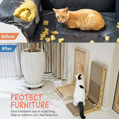 L-Shaped Sisal Cat Scratcher: Durable Fun & Furniture Protection!