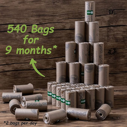Extra Thick Pet Poop Bags: 540 Counts for Worry-Free, Eco-Conscious Walks!