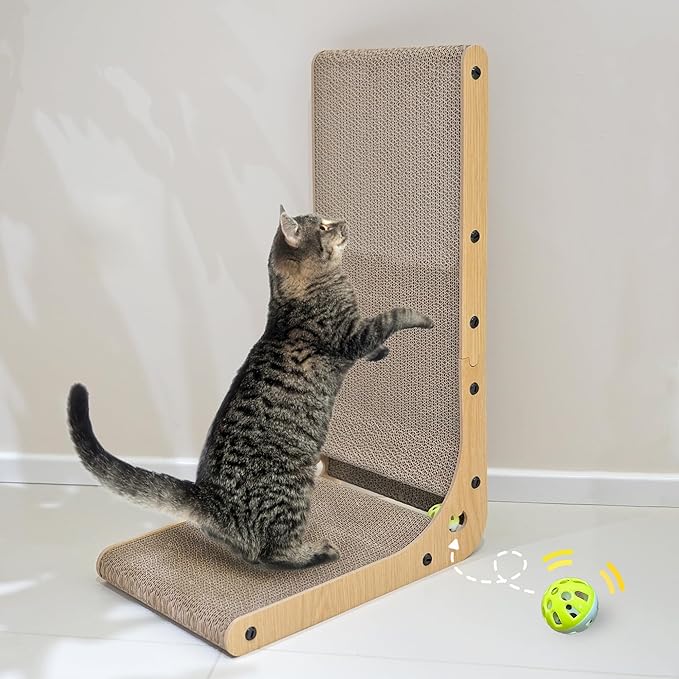 L-Shaped Cardboard Cat Scratcher: Versatile Fun & Furniture Protection!