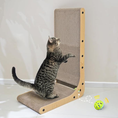 L-Shaped Cardboard Cat Scratcher: Versatile Fun & Furniture Protection!