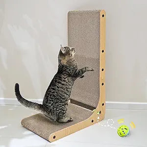 L-Shaped Cardboard Cat Scratcher: Versatile Fun & Furniture Protection!