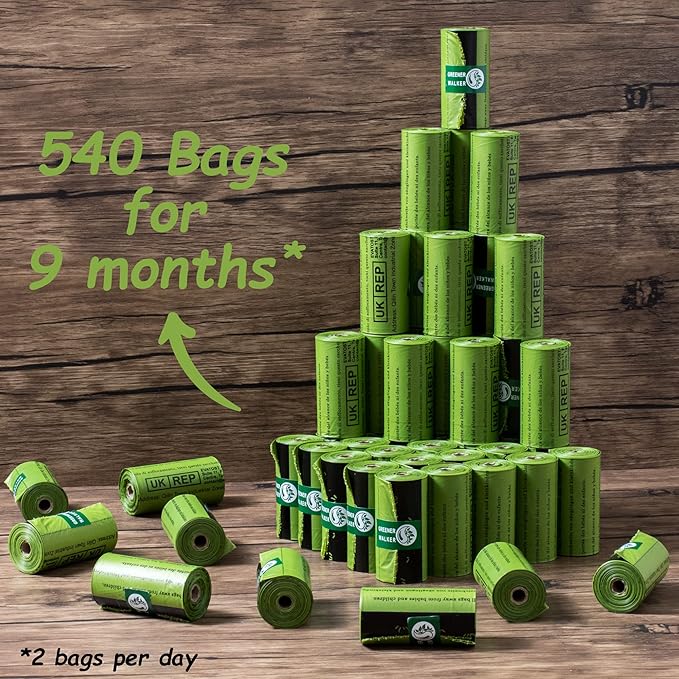 Extra Thick Pet Poop Bags: 540 Counts for Worry-Free, Eco-Conscious Walks!