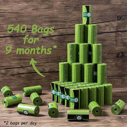 Extra Thick Pet Poop Bags: 540 Counts for Worry-Free, Eco-Conscious Walks!