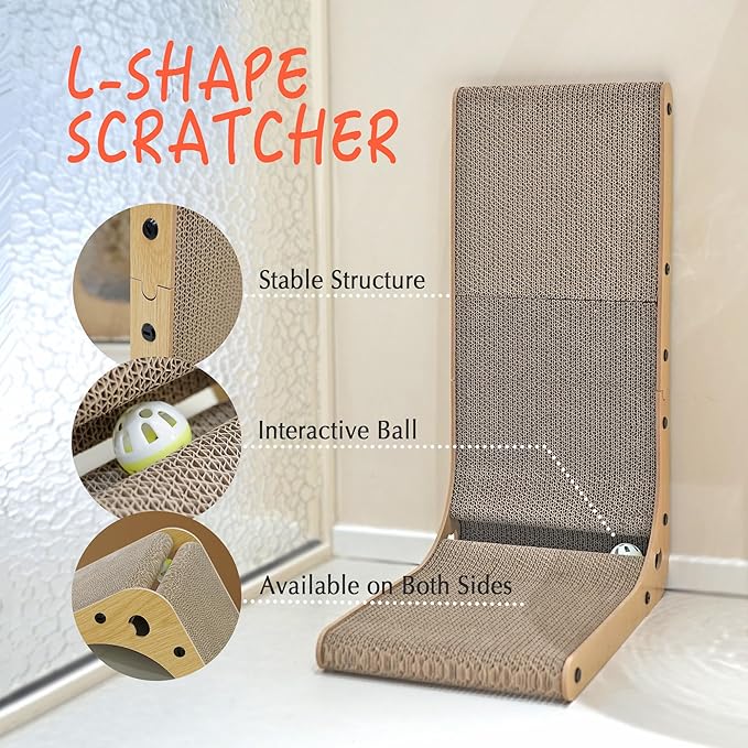 L-Shaped Cardboard Cat Scratcher: Versatile Fun & Furniture Protection!