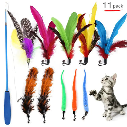 Retractable Cat Feather Wand Toy Set | Best Interactive Toy for Indoor Cats