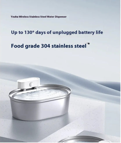 Uha Stainless Steel Automatic Pet Water Fountain | Quiet, Filtered & Hygienic for Cats & Dogs